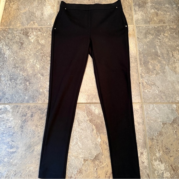 Jones New York Black Relaxed Dress Pants Slimming Stretch Gold Rivets Pull On SM - Picture 3 of 13